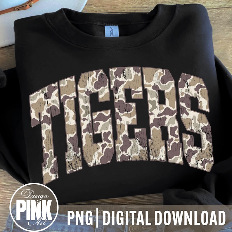 Tigers Camo PNG: School Spirit Sublimation Graphic (Digital Download) image 1