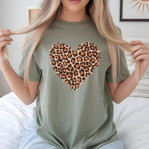 Leopard Heart Shirt, Valentine Heart T-Shirt, Cute Valentine Day Shirt, Animal Print Shirt, Heart Valentine Shirt Sweatshirt Hoodie