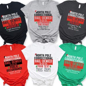 Benutzerdefinierte Nordpol-Korrektur-Weihnachtshemden, lustiges Familien-passendes Weihnachtshemd, personalisierte Kriminalität Design, Weihnachtsfamilien-Hemd