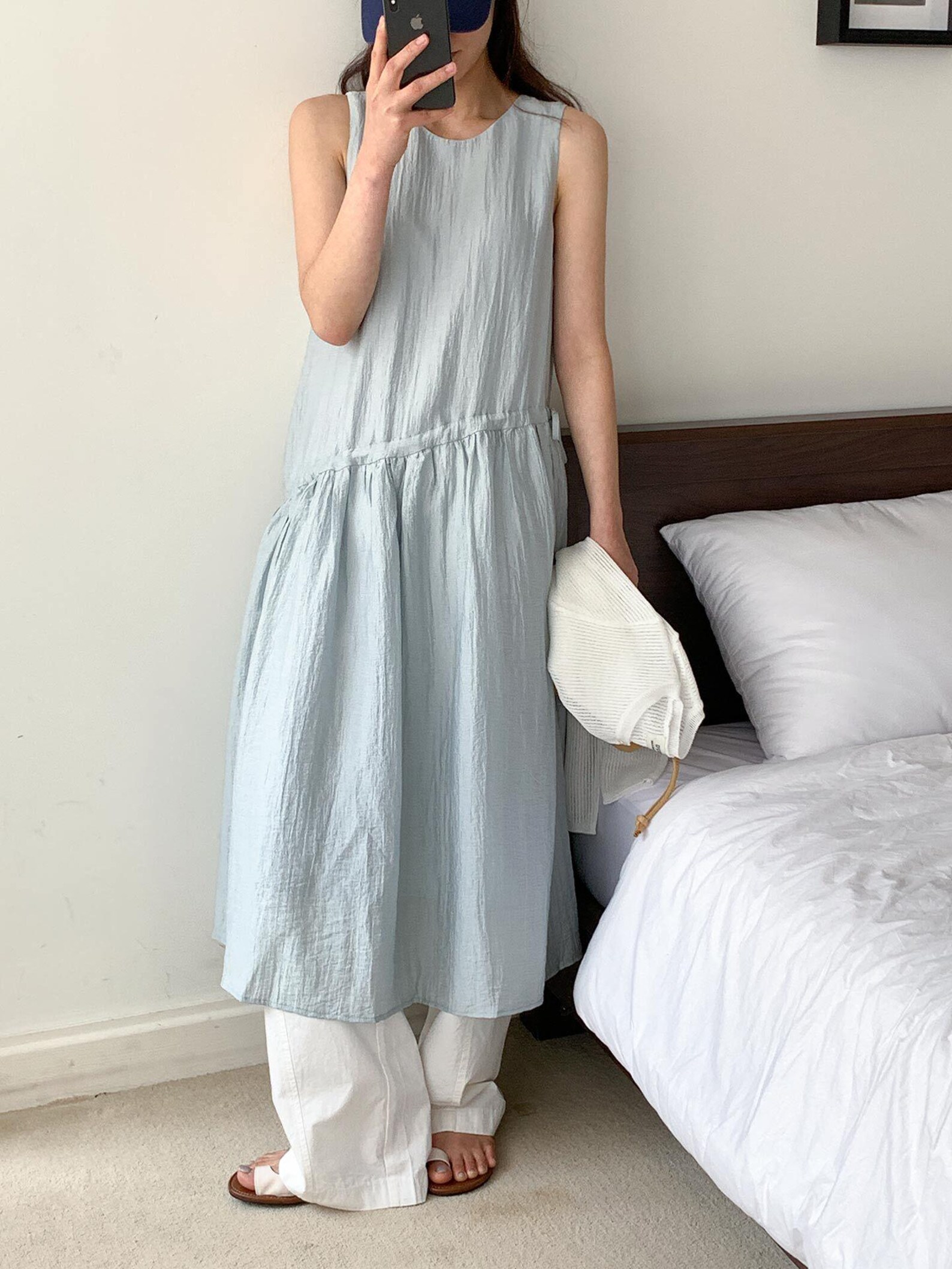 Fringe Hem Tencel Sleeveless Maxi Dress