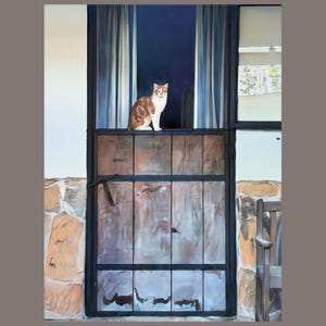 A countryside cat themed birthday card with a special message in a digital download (PDF) format.