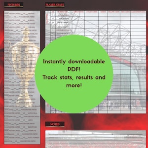 Manchester United Season Tracker 25/26 | Printable Football Planner | Fixtures & Stats Tracker | Digital Download PDF