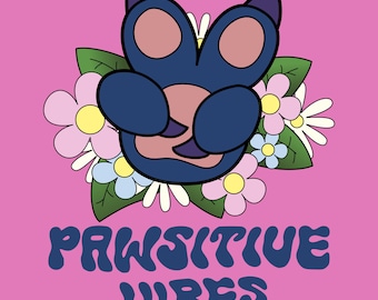 Pawsitive Vibes Cat Lovers Design Retro Groovy PNG SVG
