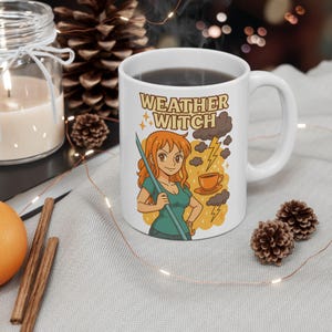 Nami One Piece Ceramic Mug, Anime Coffee Cup, 11oz 15oz, Cute Cartoon Character, Gift for Anime Fans, Manga Lover, Japanese Tea Cup, Otaku