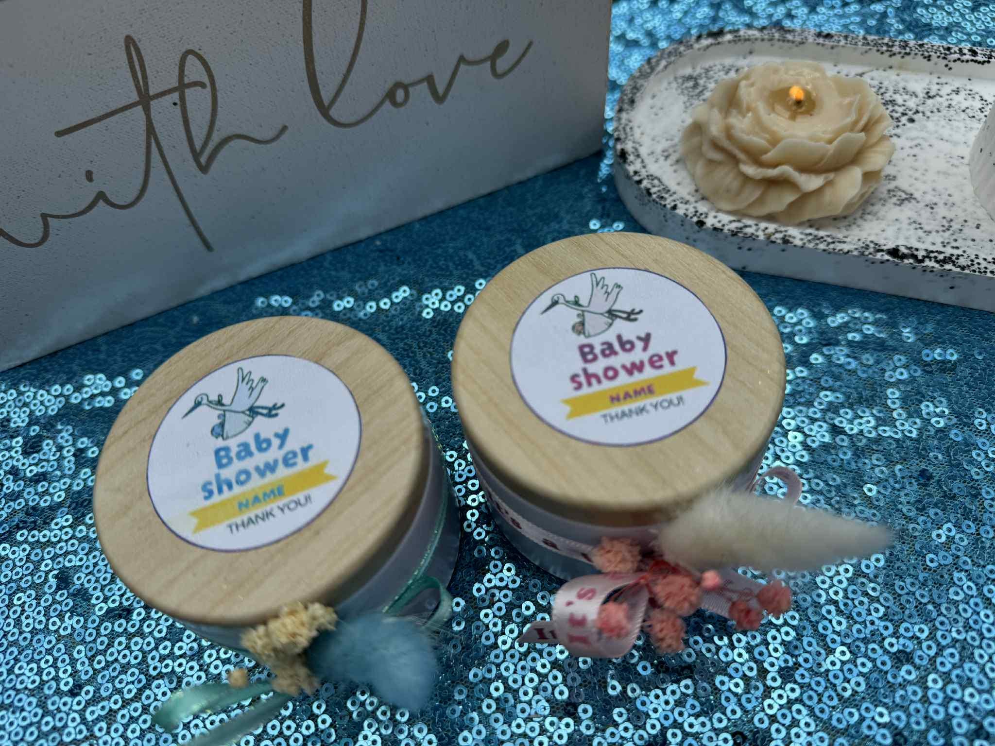 Personalized Baby Shower Candle Favors: Soy Wax, Dried Flowers - Etsy