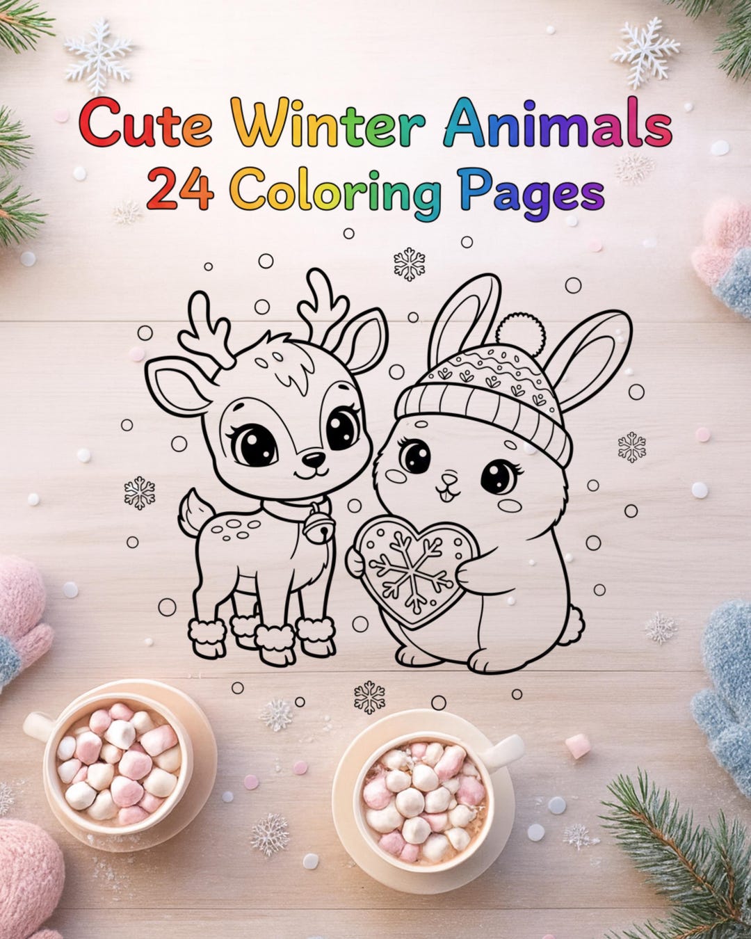 Cute Winter Animals Coloring Pages | 24 PNG & PDF | Kids Winter ...