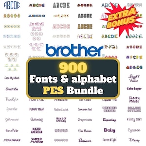Pes Embroidery Fonts and Alphabets Bundle +900 Pes font Machine Embroidery Brother Fonts Embroidery Pes Alphabet, Script, Letters Embroidery