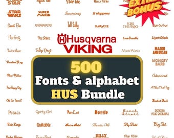 500+ Husqvarna Embroidery Fonts Bundle: Monogram & Alphabet Designs (Digital Download)