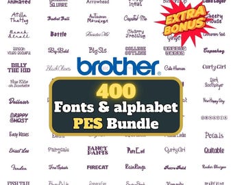400+ Embroidery Fonts PES Bundle: Script & Monogram Letters (Digital Download)