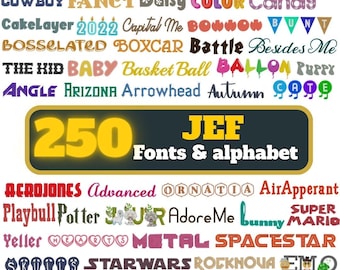 JEF Stickschrift für Janome Maschinen: 250 Bundle (1 - 3 Zoll)