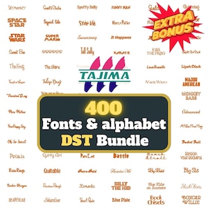 400+ DST Embroidery Fonts Bundle: Tajima Machine Fonts (Digital Download)