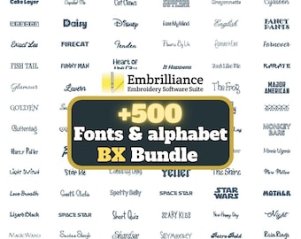 Pacchetto di oltre 500 font per ricamo BX: corsivo e monogramma (download digitale)
