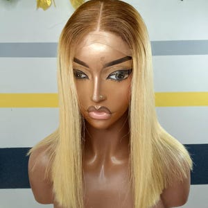 Rechte pruik van echt haar met sluiting: natuurlijk blond
