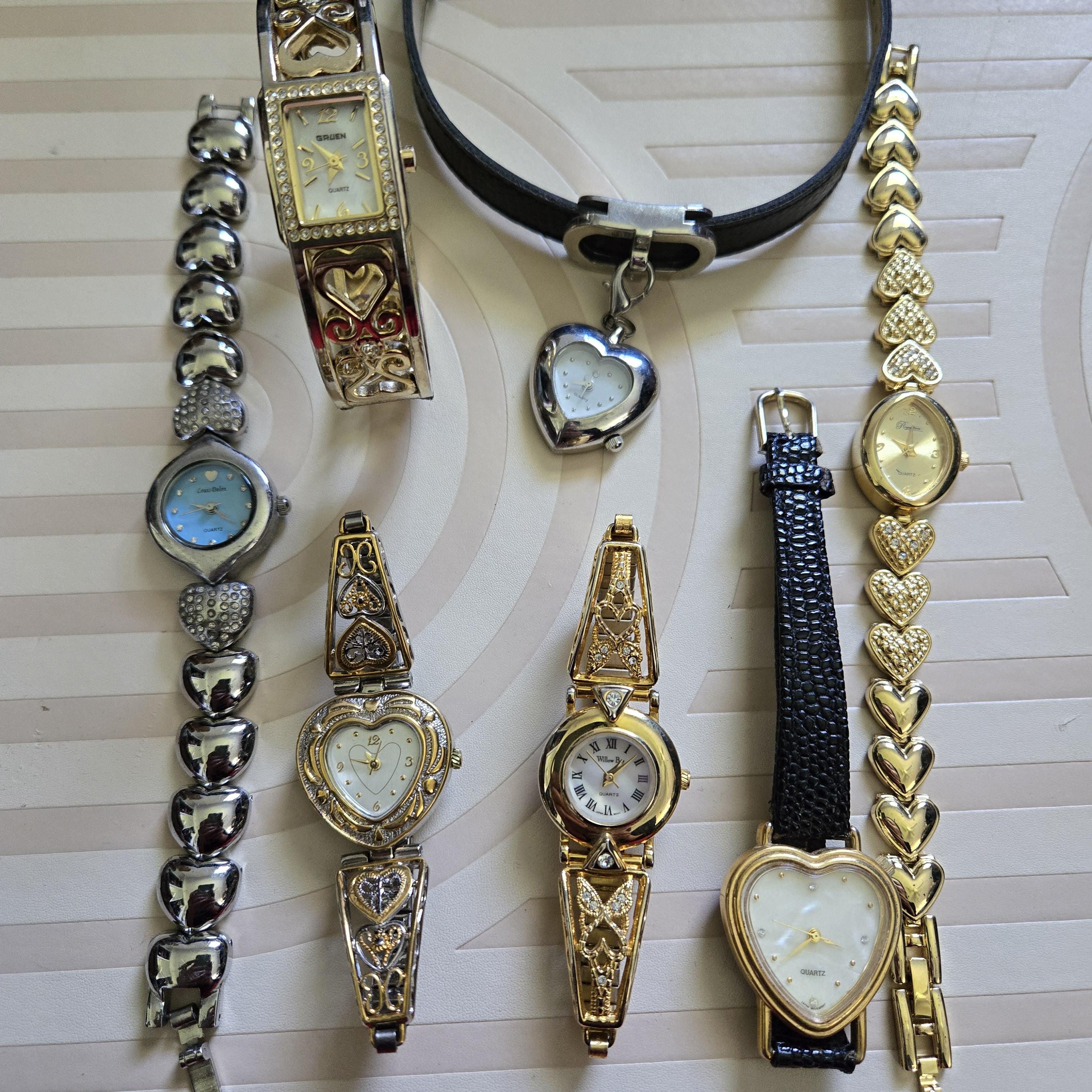Gold Tone Crystal Heart Watch (2 Piece Band Set)Chic Elegant Fashion Stylish NEW Women main image 2