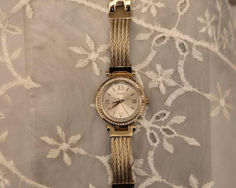 Classic Guess Mini Soho Gold Tone Watch with Crystal Accent