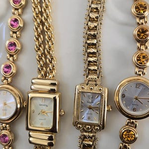 Vintage Style Elgin EL852 Women\'s Gold-Tone Quartz Boho Bracelet Watch Retro Vintage Elgin Gold Tone Quartz Watch Womens 1990s Stretch  main image 4