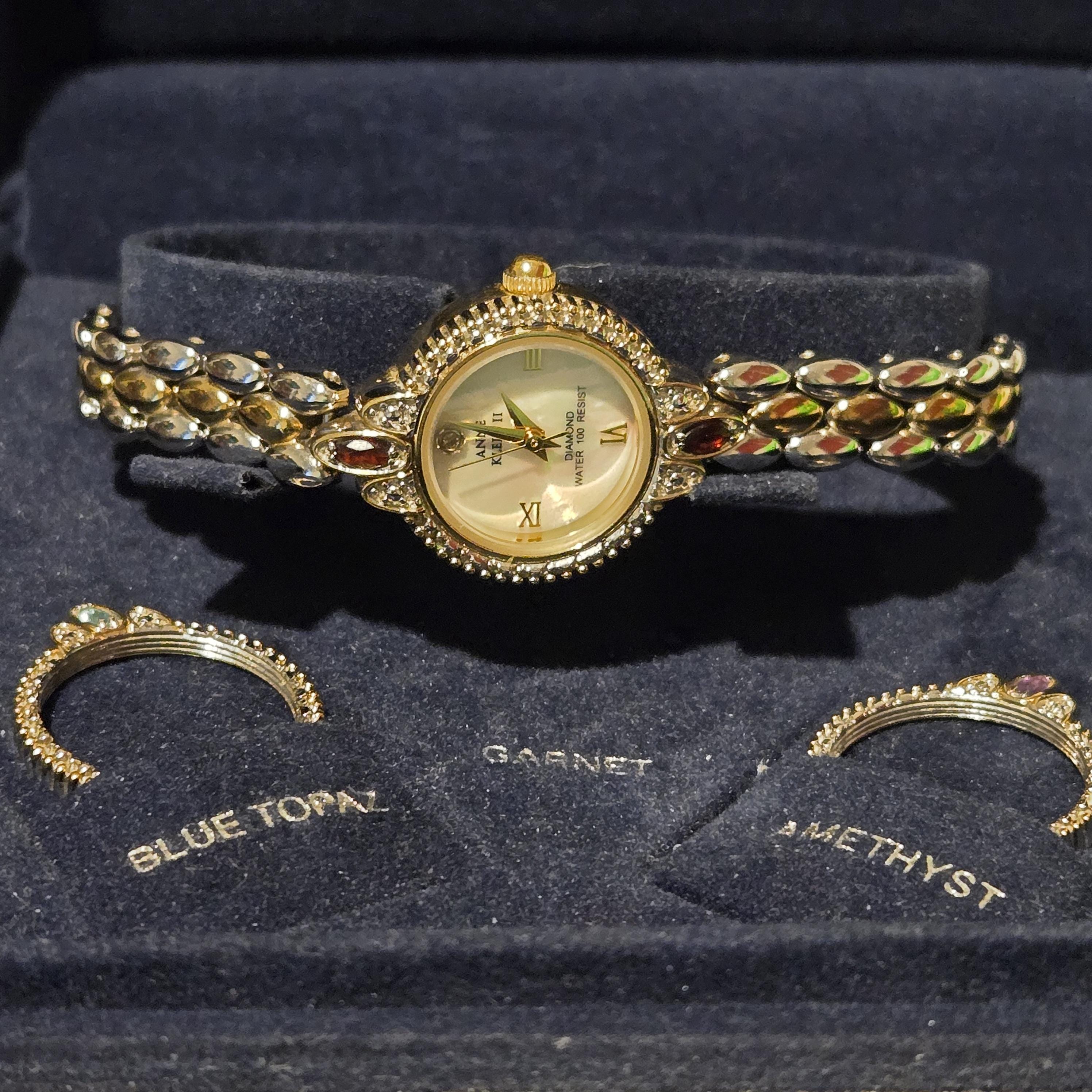 Anne Klein II Ladies Gold Plated Snazzy 3 Row Chain Link Wristwatch Working!!‎ Anne Klein Ladies Gold Watch - Etsy main image 3