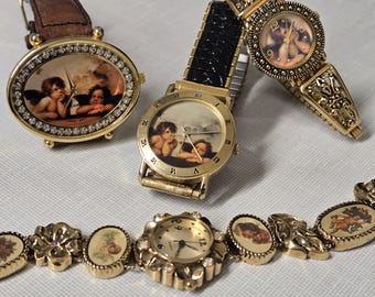 Vintage Seiko Gold Tone Cherub Women\'s Bracelet Watch 1995 Seiko Instruments Inc. Cherub Sistine Madonna Quartz  main image 4