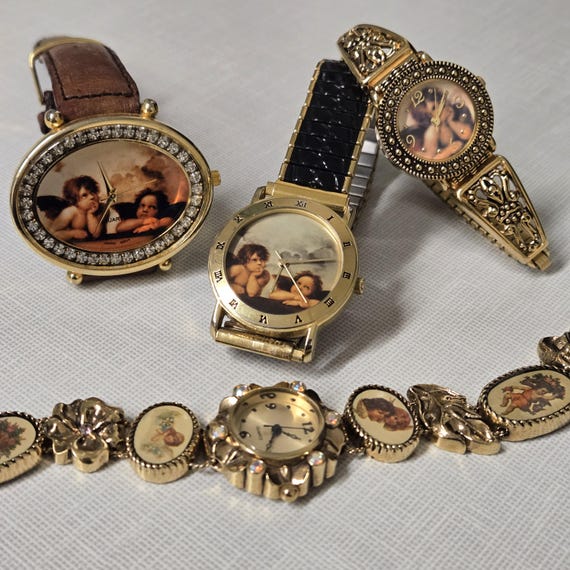 Vintage Cherub Angel Gold Tone Watches - Etsy display picture 2