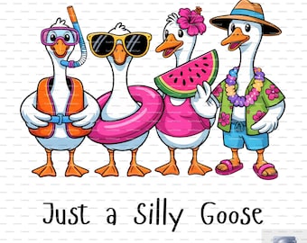 Funny Summer Goose PNG: Beach Pool Clipart (Digital Download)