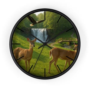 Nature-Inspired Wall Clock: Rustic Decor for Home, Wildlife Lover&#39;s Gift, Forest Themed Timepiece, Perfect for Living Room & Cabin