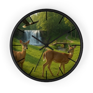 Rustic Nature Wall Clock: Perfect Gift for Wildlife Lovers & Forest-Themed Decor for Living Rooms and Cabins