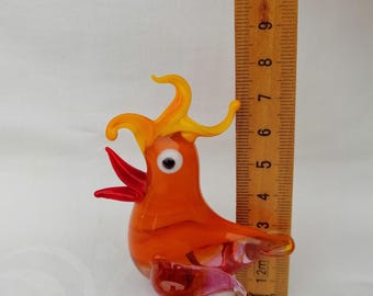 Colorful Murano-style glass rooster | Handmade glass figurine | Vintage decorative animal figurine | Rooster figurine made of art glass – gift idea for collectors