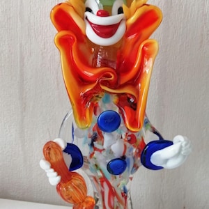 Murano Glass Clown – handmade vintage figurine, colorful, Italian art glass, studio glass circa 1970s