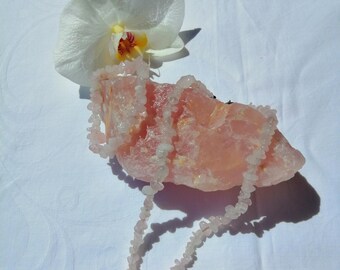 Parure de bijoux en quartz rose | Collier et bracelet en pierres précieuses | Pierre de guérison | Réglable jusqu'à 45 cm | Amour et harmonie | Parure de bijoux en pierres précieuses