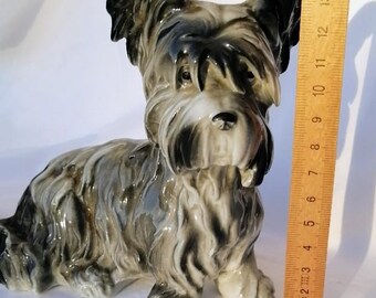 Vintage ceramic dog, 1930s | seated dog figurine | pre-war period | collector's item | with historical openings