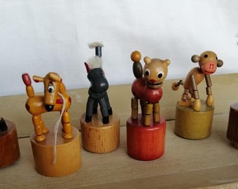 Vintage wooden rocking animals – set of 6 – Mid-Century / Erzgebirge style – circa 1950–1970 – wooden toys circa 1950–1970