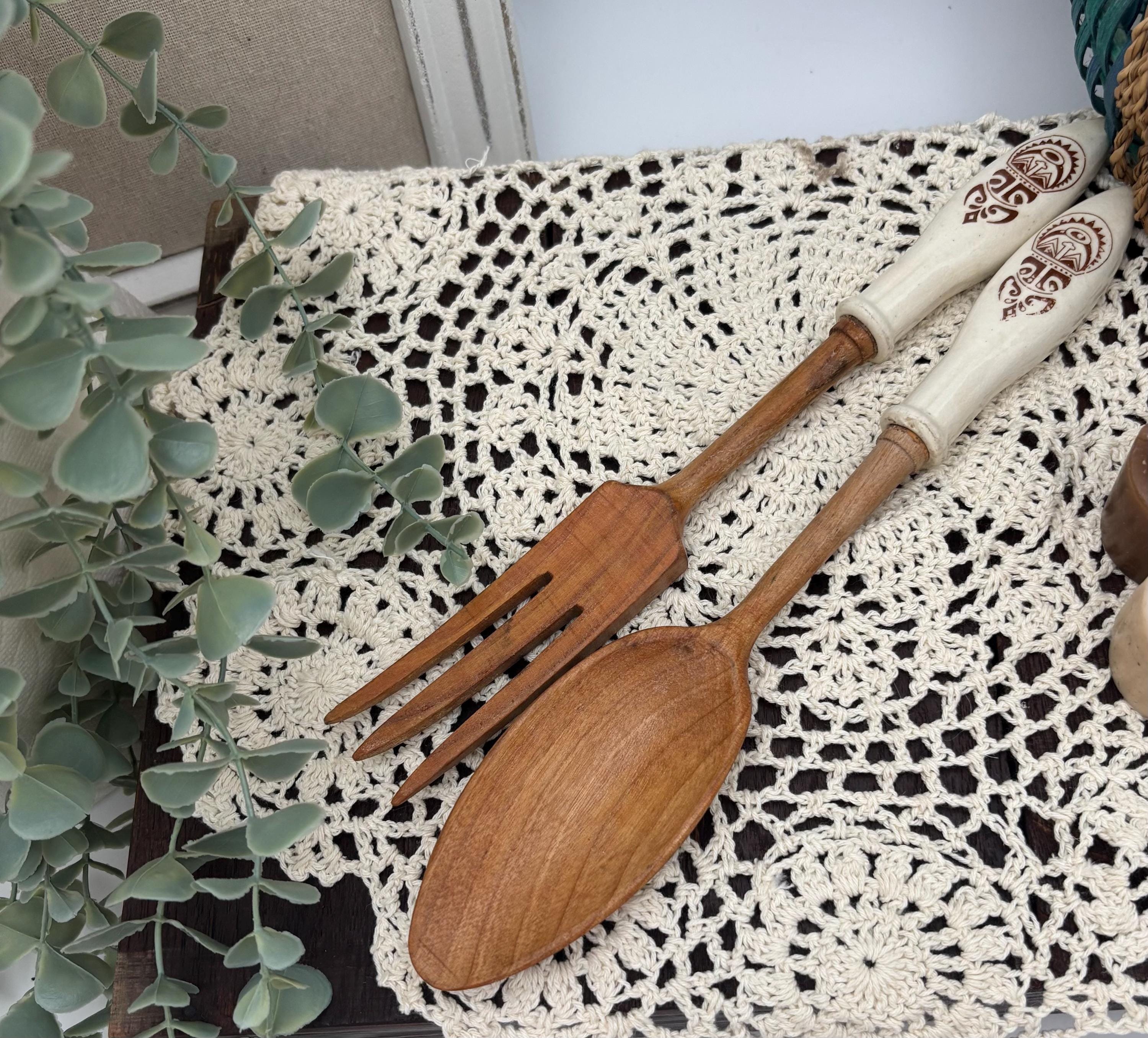 Ceramic Handle Salad Fork and Spoon - Etsy