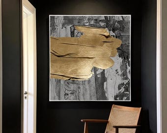 Abstract Large Art Luxury Gold texture Painting on canvas Minimalist wall art gold canvas for living room decor office wall art