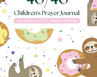 Children's Prayer Journal, A.C.T.S. Method, Sloth Cover, Spiral Binding