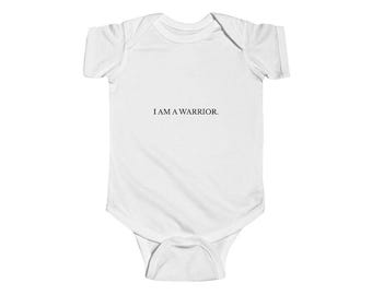 Christian Baby Onesie | "I Am a Warrior" Affirmation Bodysuit | Scripture Infant Outfit