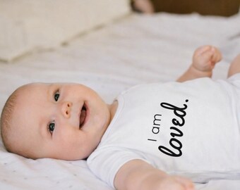 I Am Loved Christian Baby Onesie | Affirmation Infant Bodysuit, Scripture Outfit