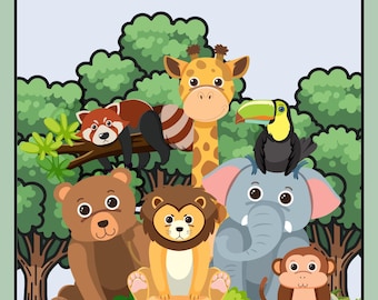 Libro para colorear de animales del alfabeto: hojas de trabajo para dibujar animales de la A a la Z (descarga digital)
