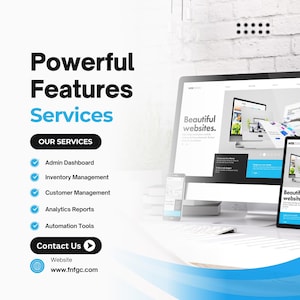 Advanced web application features including admin dashboard, inventory management system, customer management, analytics reports, and automation tools.