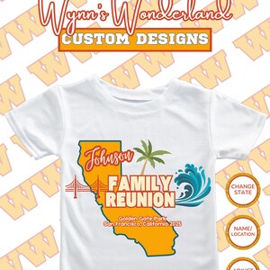 T-shirt personnalisé pour réunion de famille | Nom, date et état personnalisés