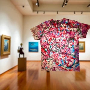 Unisex L One-of-a-Kind Jackson Pollock Inspired Tie-Dye T-Shirt – Handcrafted Wearable Art