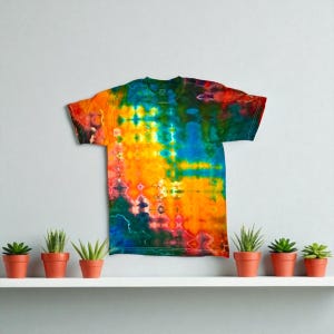 Unisex M Rainbow Sunset Tie-Dye T-Shirt | One-of-a-Kind Hand-Tied Wearable Art