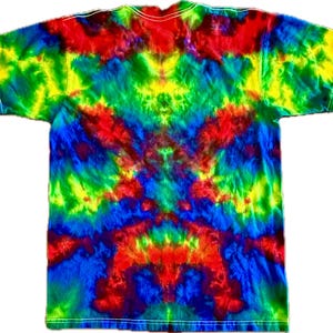 L Primary Prism Tie-Dye Shirt – Hand-Dyed Unisex Tee in Bold Red, Blue, Green & Yellow | Unique Festival Wear by Counter Couture