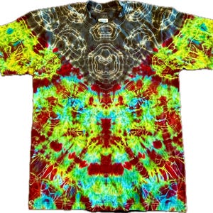L Electric Ember Tie-Dye Shirt – Hand-Dyed Unisex Tee in Bold Red, Black & Neon Colors | Unique Artwear by Counter Couture Tie Dye