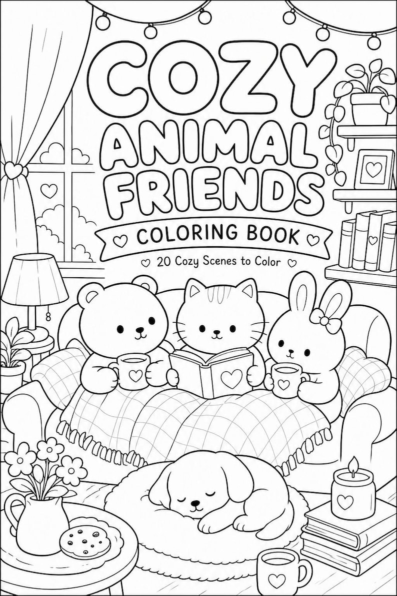 Cozy Animal Friends Coloring Book Printable 20 Cute Coloring Pages for ...