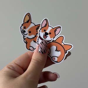 Confezione da 12 adesivi a forma di Corgi Shiny Light / Adesivo per bottiglia d'acqua per laptop / Adesivo per diario / Cane divertente / Regalo per gli amanti dei Corgi