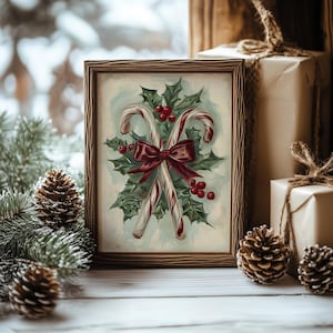 Vintage Candy Cane Christmas Print: Retro Holiday Wall Art (Digital Download)