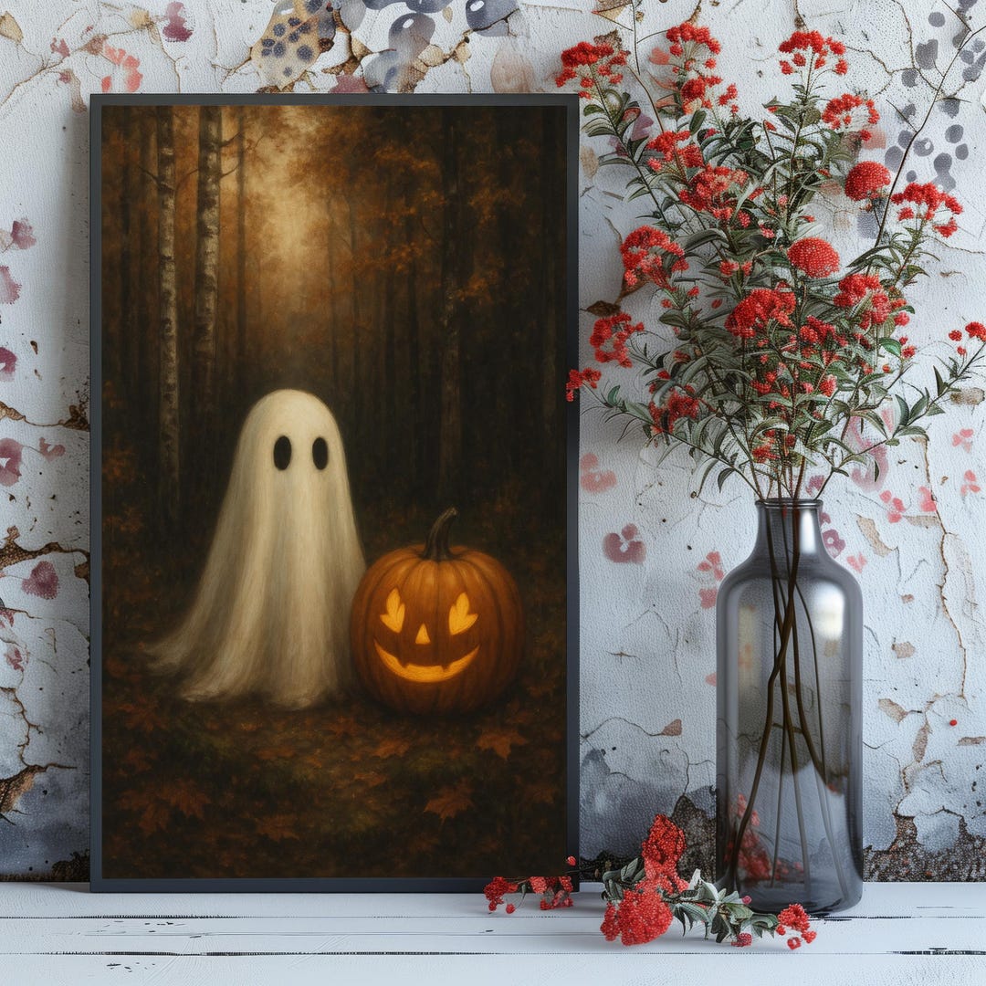 Dark Forest Ghost Art Print: Vintage Halloween Decor (digital Download ...