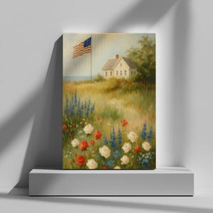 Vintage Coastal USA Flag Art Print: Patriotic Beach House Decor (Digital Download)
