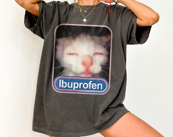 Vintage Cat Meme Brainrot Shirt, Funny Cat Graphic Tee for Cat Lover Gift, Retro Y2k Sarcastic Gen Z Meme Top, Unisex Comfort Colors Shirt