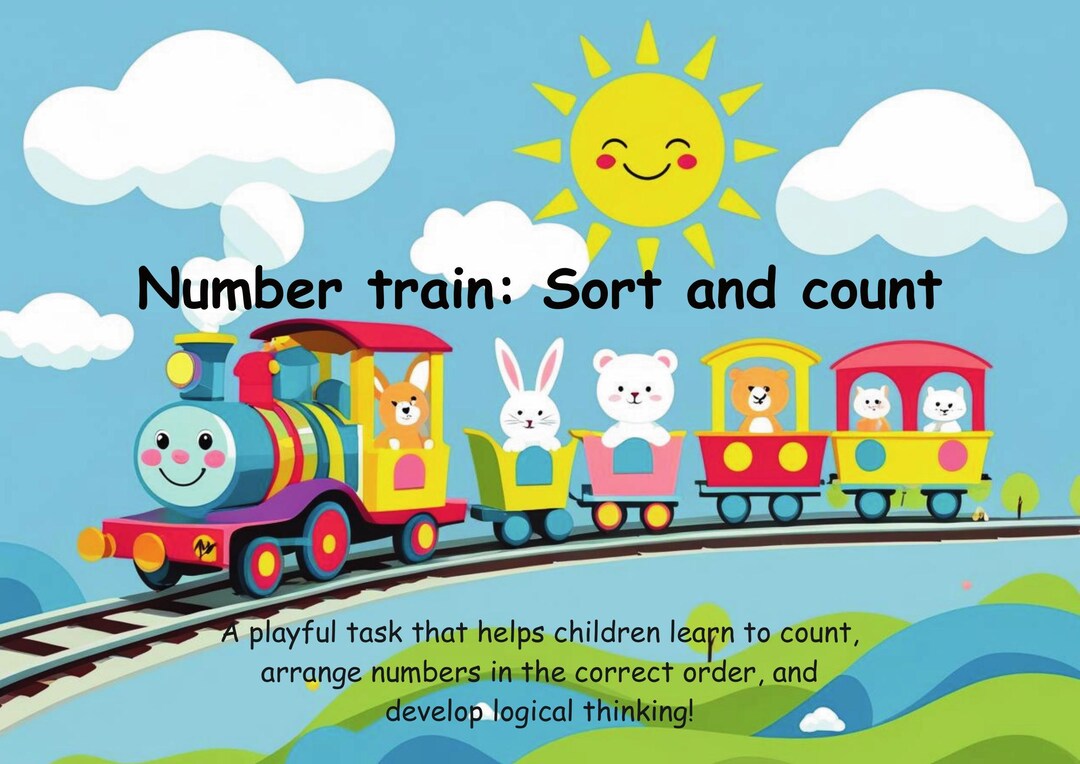 Number Train Activity: Preschool Math Game, Count, Sort, Color (PDF ...